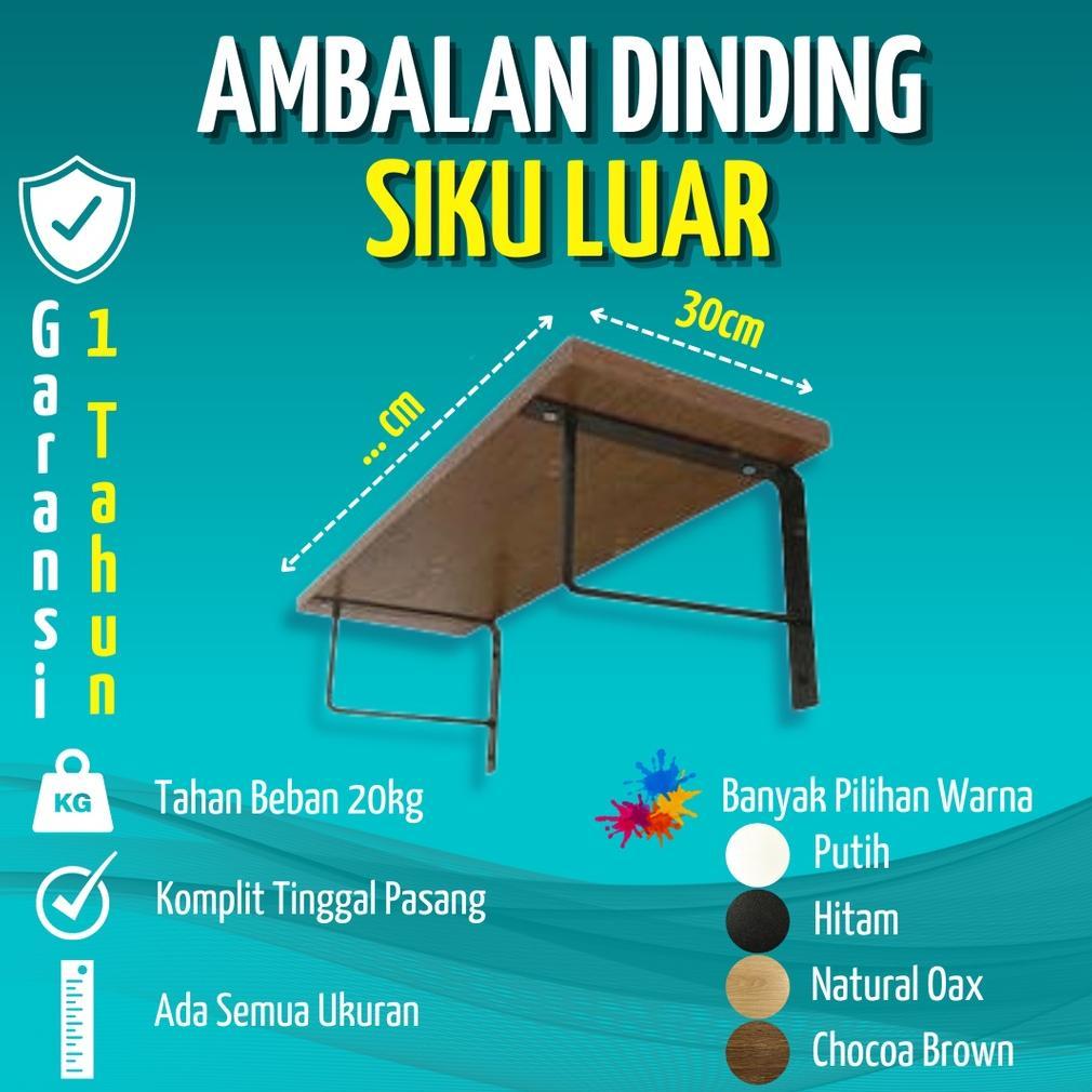 Rak Dinding Minimalis Ambalan SIKU BESI Hiasan Papan Hambalan Kayu Laci Melayang Dinding Ukuran 50cm