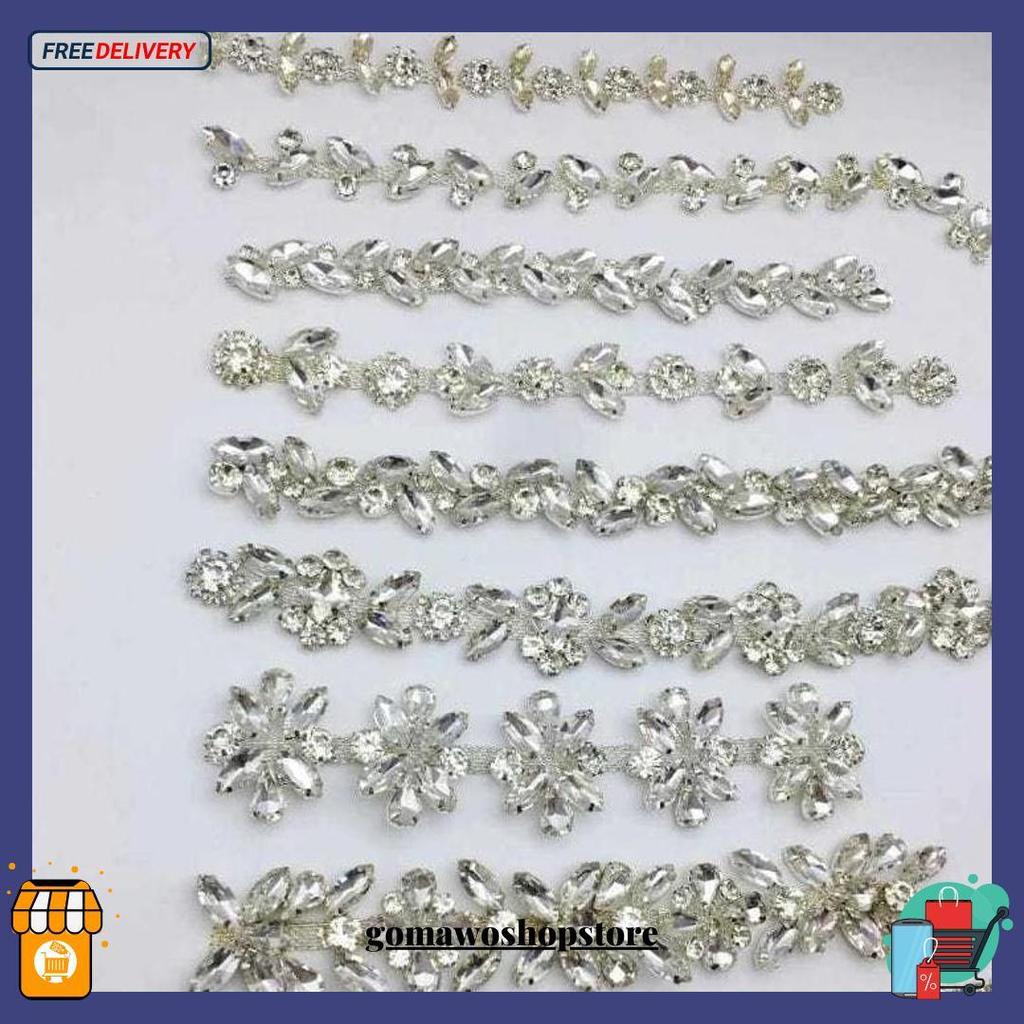 Aksesoris Renda Berlian Stone Kaca Kristal Swarovski / Payet Rangkai Mewah Rumbai Rhinestone Terlari