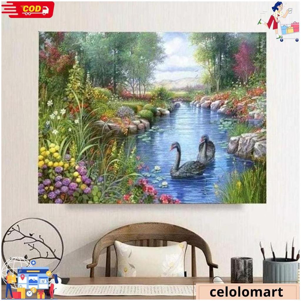 Cross Stitch Pattern Kristik Modern Paket Kristik Orchid Cross Stitch Custom Ukuran Besar 40X50Cm Gr