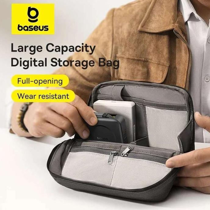 NEW BASEUS NOMOS SERIES TRAVEL KIT STORAGE BAG POWERBANK KABEL CHARGER DOMPET HANDPHONE TAS KECIL MI