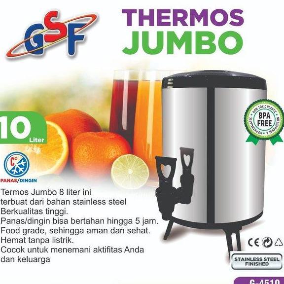 Water Jug Milk Tea Bucket Stainless Steel 10 Liter 10 L GSF 4510 Drink Jar Tempat Minuman