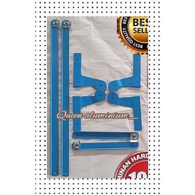 Engsel Briket Tangga Lipat Aluminium Komplit + baud tangga / sepatu tangga per 4 pcs CO