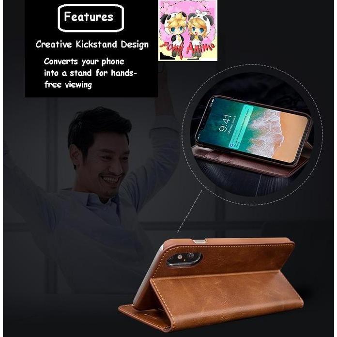 Leather Case Flip Cover Wallet Casing Kulit Iphone 10 Xs max / Xr