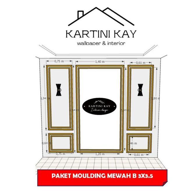 Paket WallMolding Gold Modern Mewah Style Ukuran L 3m-4m - Dinding Pvc Kamar CO