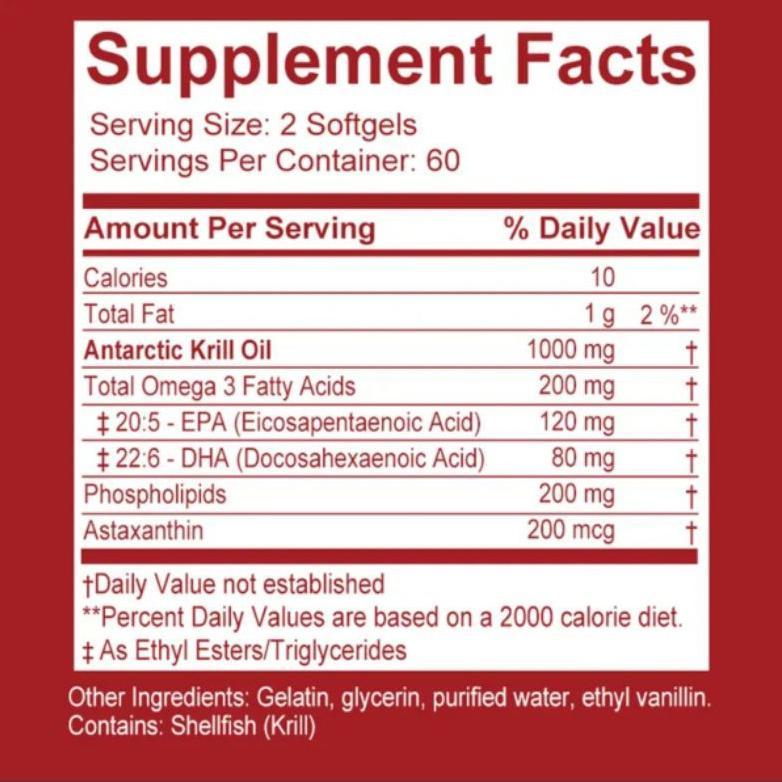 Premium Antartic Krill Oil Omega 3 1000Mg 120 Softgel Original