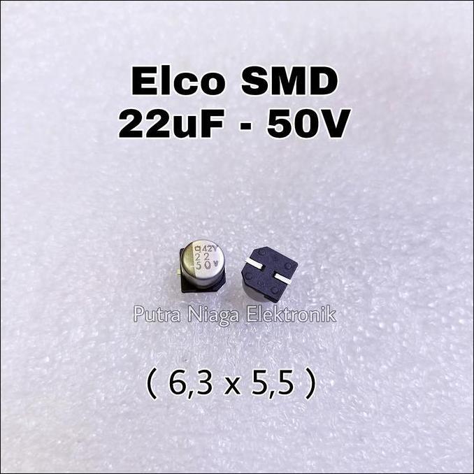 (1) Elco SMD 22uf 50v alumunium 22 uf kapasitor 226 50 volt putran1a Segera Beli