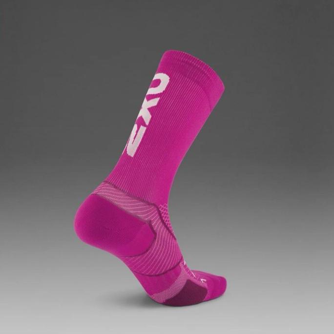 2XU Vectr Cushion Compression Crew Sock - kaos kaki lari kompres 2XU - Hyper Violet/White (HVT/WHT) 
