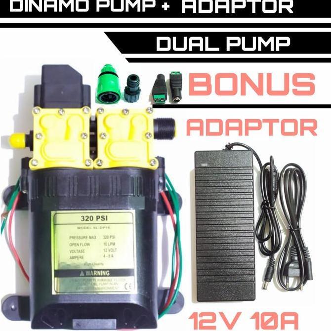 Dinamo Pump Pompa Air Dc 12V 320 Psi Dan Adaptor 12V 10A Flow 10 Lpm Forsale