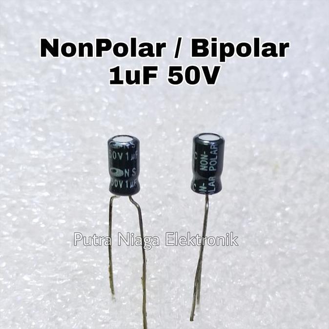 Murah (1) Elco Bipolar 1uF 50V Kapasitor NonPolar BP 1 uF 50 V putran1a Juara