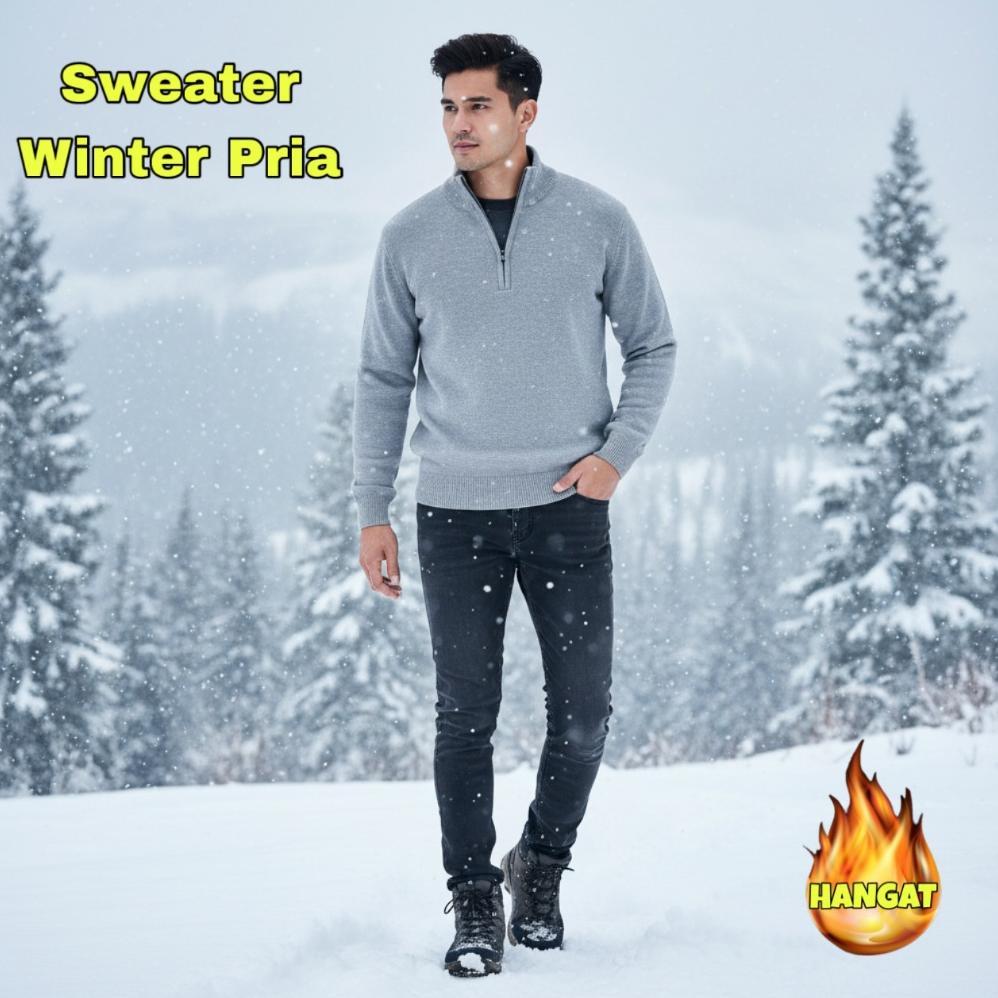 Sweater Pria Musim Dingin Bulu Halus Nyaman Longjohn Winter Pria