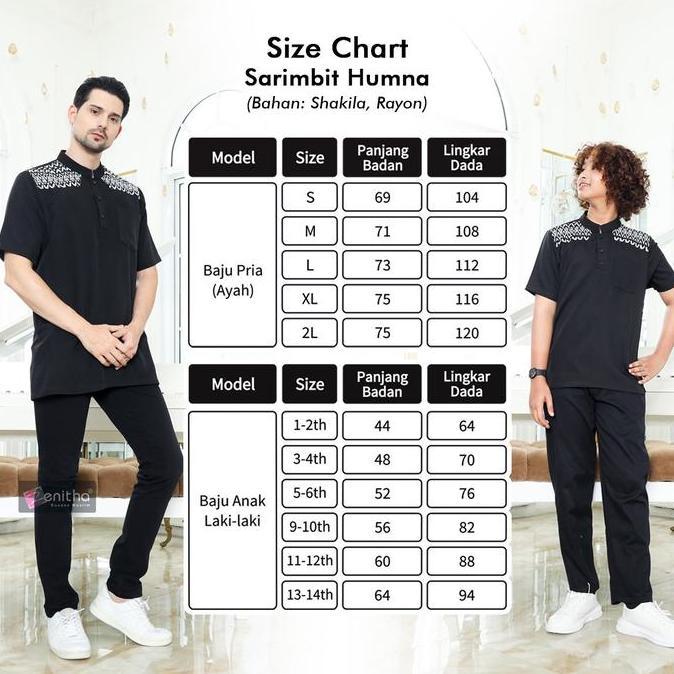 Zenitha - Humna Hitam Sarimbit Keluarga Lebaran Couple Family Set Premium Motif Polos Baju Ibu Pasan