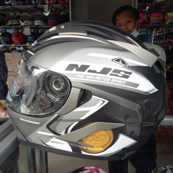 Terlaris Helm Njs Shadow Double Visor Motif Abu Dof