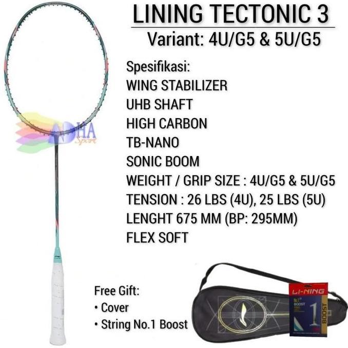 TERMURAH - Raket Badminton Lining Tectonic 3 Original Sport