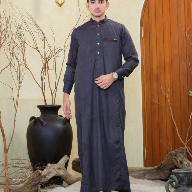 Gamis/Jubah Alharamain bahan Woll Premium import lengan manset igh 003 Terlaris