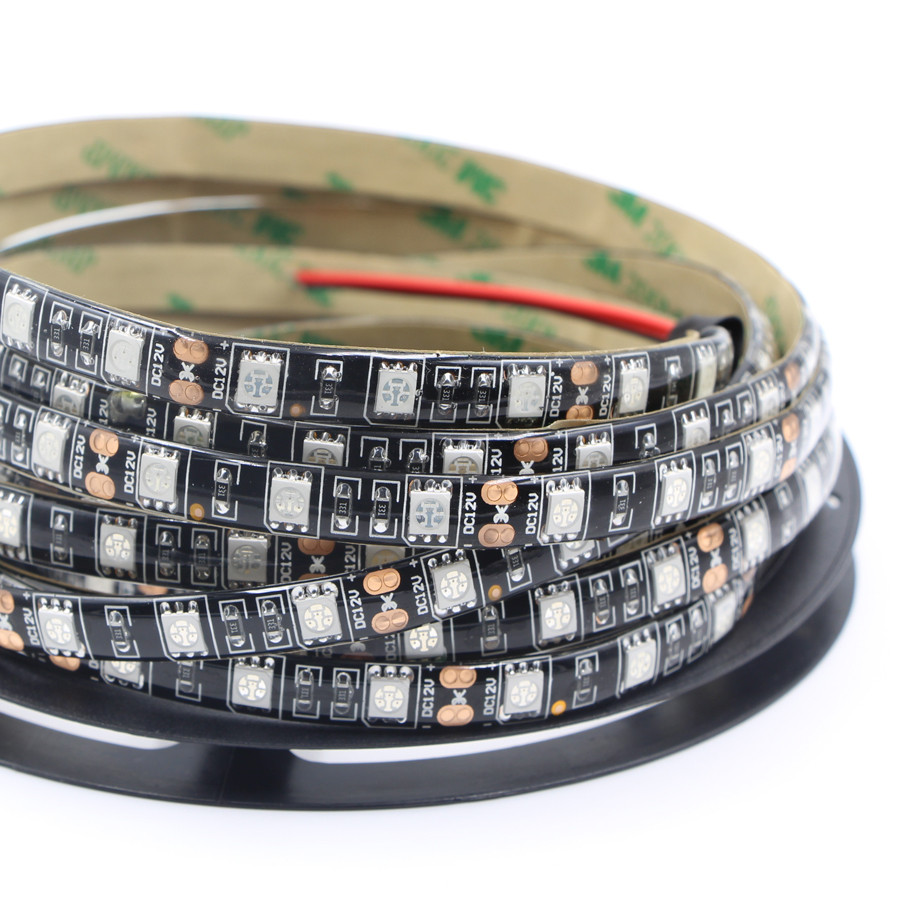 1m 5m LED Strip light 5050 RGB Black PCB DC12V Flexible LED tape lamp 60 LED / m 5050 RGB / Putih /