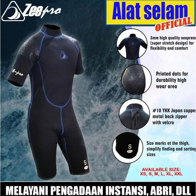TERMURAH - Short Wetsuit Scuba Diving Zeepro DC Neoprene Men 3mm Baju Selam Pria