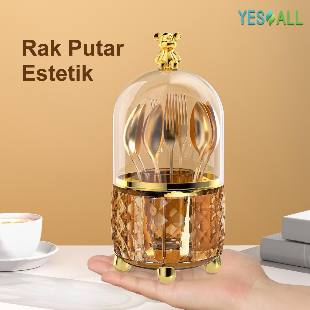 YESALL rak kosmetik makeup crystal transparan aesthetic rak kosmetik putar 360 derajat aesthetic tem