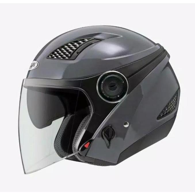 ZEUS ZS 610 GREY GLOSSY HALF F DOUBLE VISOR HELMET