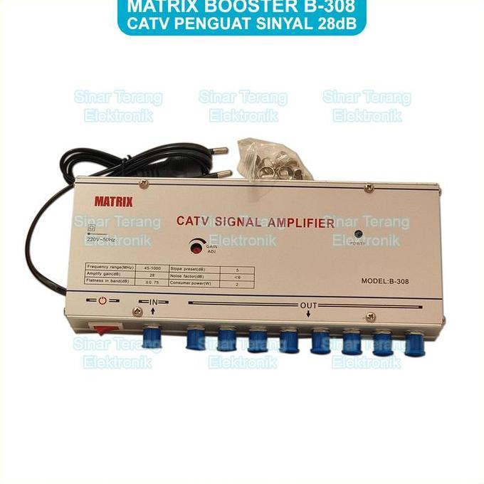 Matrix Booster TV B-308 CATV Penguat Sinyal TV 8 untuk Cabang