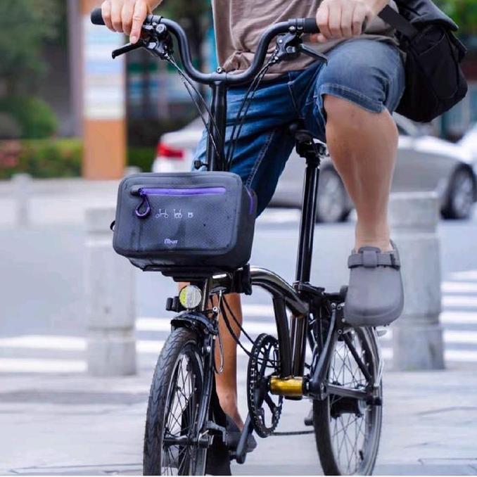 Mover Tas Depan Brompton Anti Air 25X8X16,5Cm Warna Violet Pink Kuning Untuk Sepeda Lipatan 3 Kualit