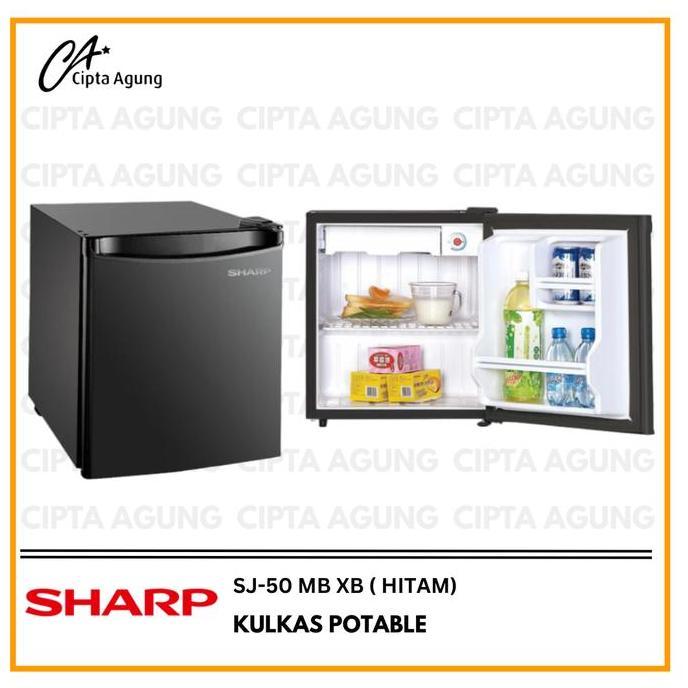 KULKAS PORTABLE SHARP SJ 50 MBXW MBXB PUTIH HITAM KULKAS MINI