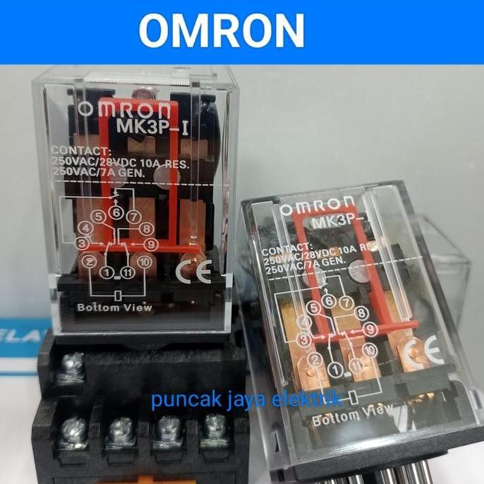 relay Omron mk3p 11 kaki 220vac 10a set socket/relay Omron/relay mk3p HARGA SPESIAL