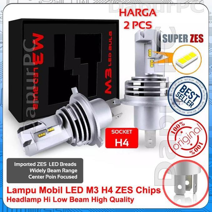 Lampu Mobil LED M3 H4 ZES Chips 2 Pcs Headlamp Hi Low Beam PROMO