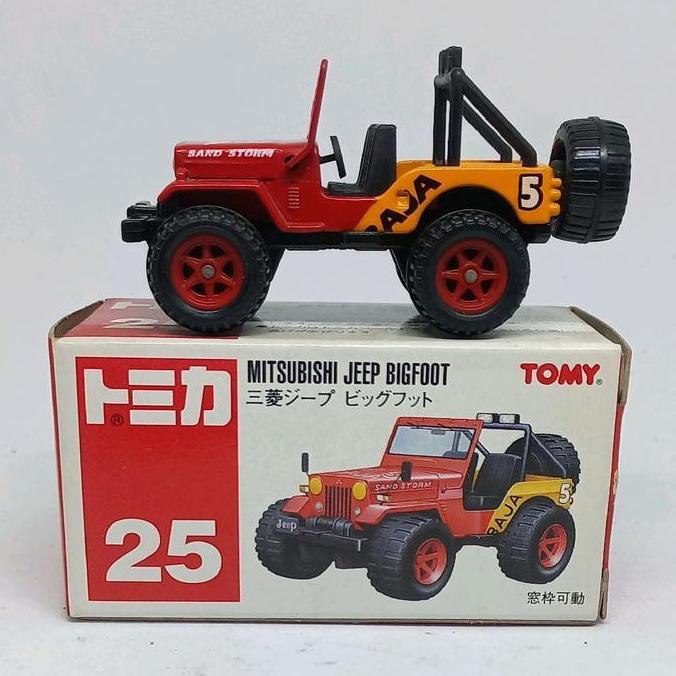 tomica mitsubishi jeep bigfoot off road baja 25 tomy merah diecast (s)