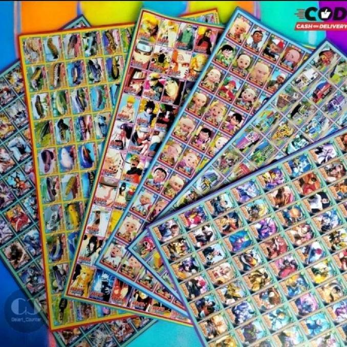 New- [ 2 Lembar / 200 PCS ] Mainan Gambar Adu Gepok / Poster Gambar / Mainan Kartu / Kartu Gepok / P