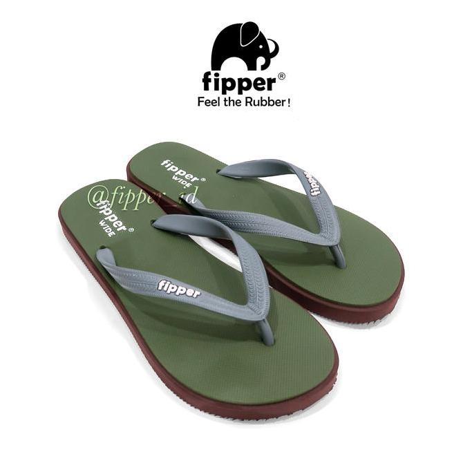 SUMBERRESI9 - FIPPER WIDE GREEN ARMY BROWN GREY SANDAL JEPIT PRIA WANITA ORIGINAL