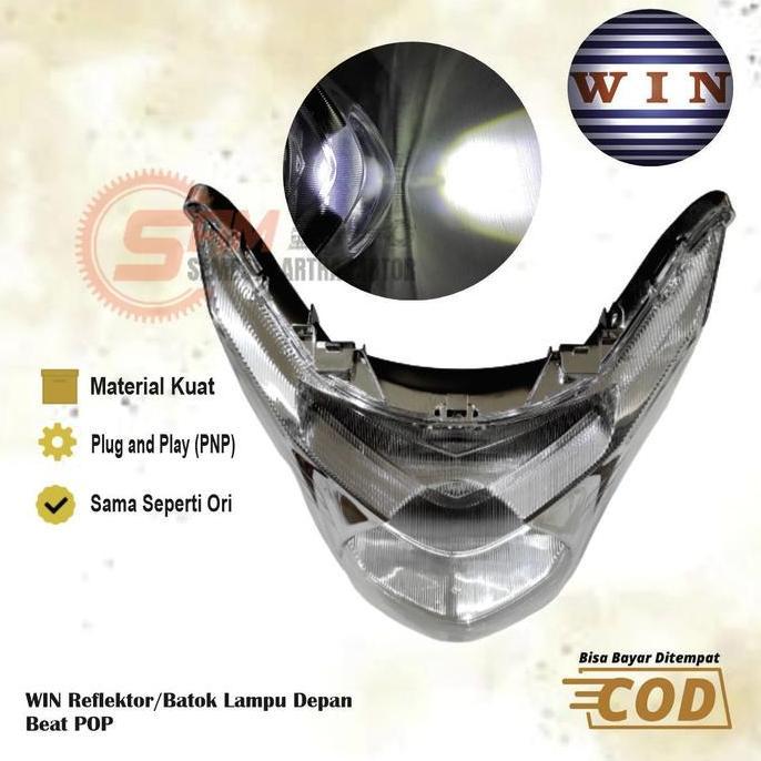 Lampu Depan Reflektor Honda Beat Pop 2014 2019Headlamp Mika Kaca Motor TERBARU