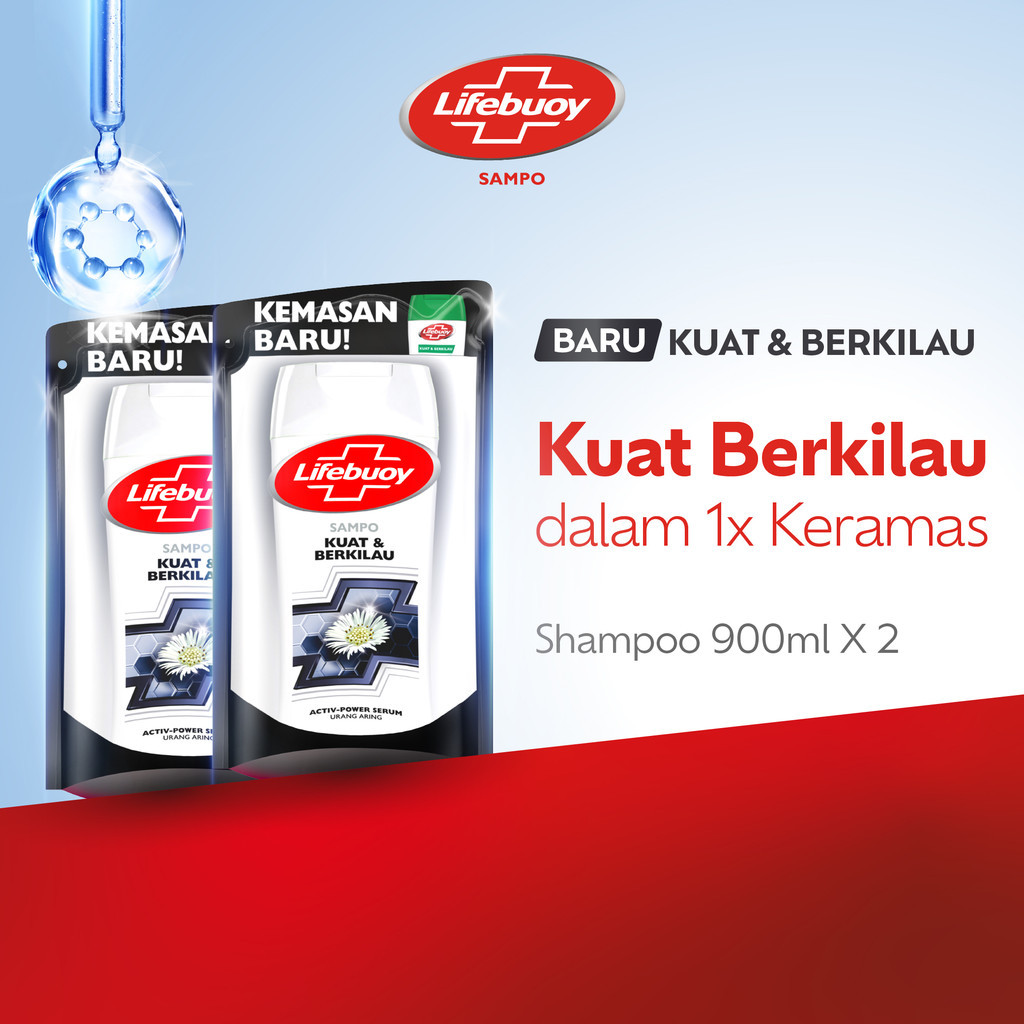 Lifebuoy Shampoo Kuat & Berkilau, Strong & Shiny Lawan Kuman Penyebab Masalah Rambut & Rambut Kusam 