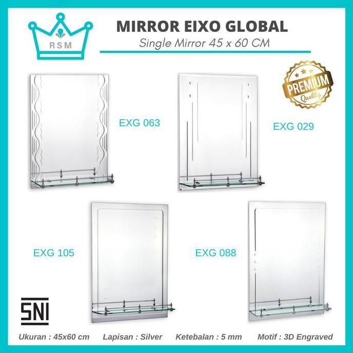 Mirror EIXO GLOBAL Kaca Cermin Kamar Mandi Make Up Dinding 45 x 60 cm CO