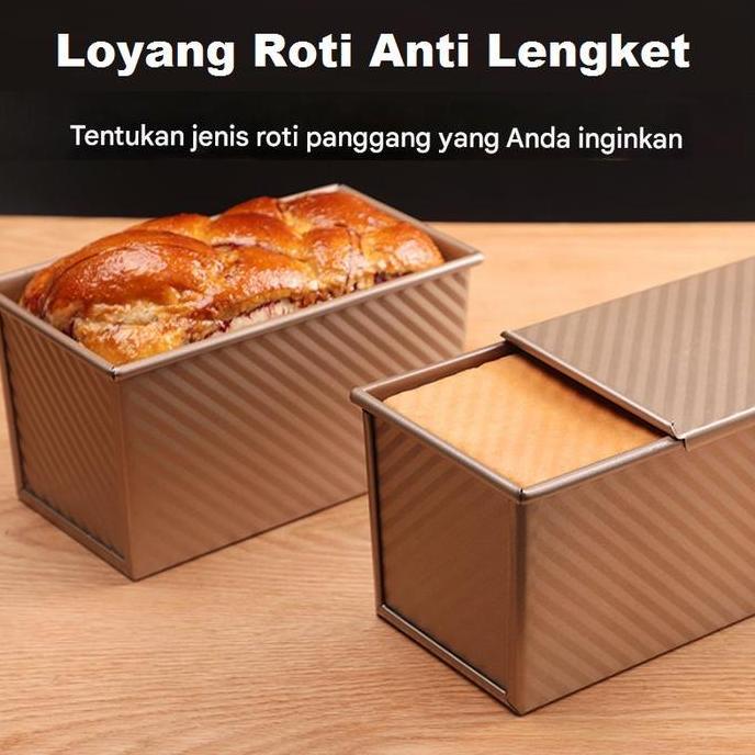Loyang Baking Anti Lengket Loyang Roti Tawar Kotak roti bergelombang paduan baja karbon emas anti le