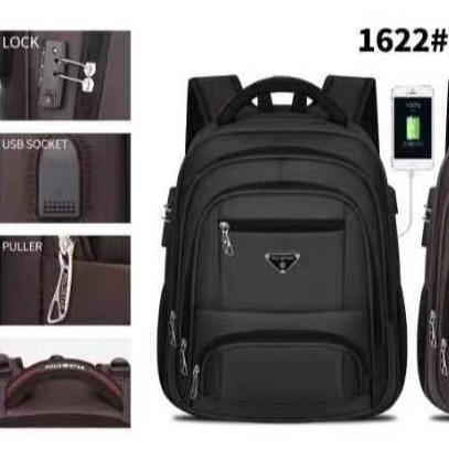 Polo Star Tas Ransel Laptop Backpack Pria Wanita Sekolah Tas Punggung Laptop Gembok Usb Port