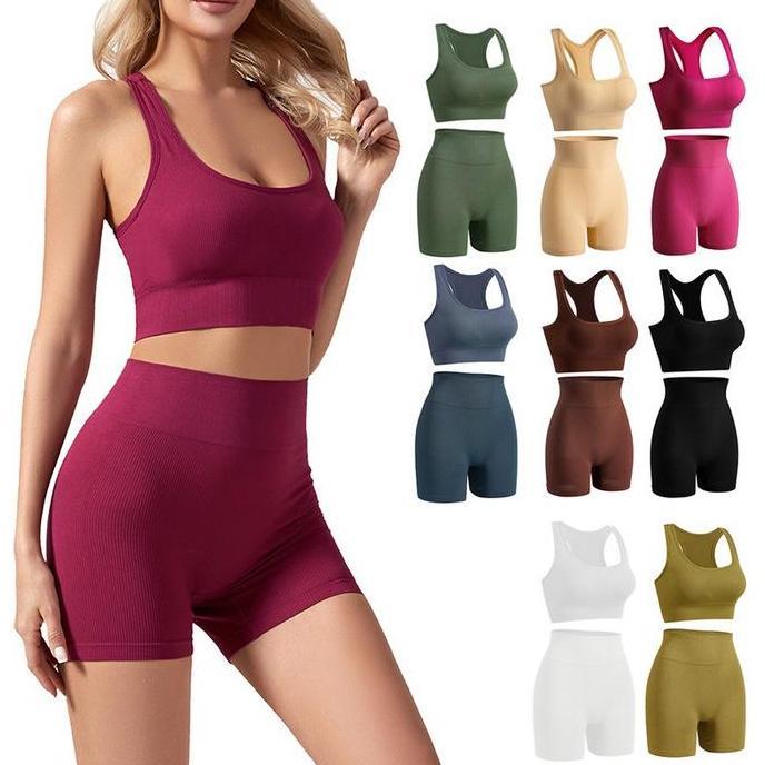 NEW ROSE SPORT SET SPORT BRA + SHORT BOOTY CRUNCH / SETELAN SPORT BRA + CELANA LEGGING PENDEK YOGA Z