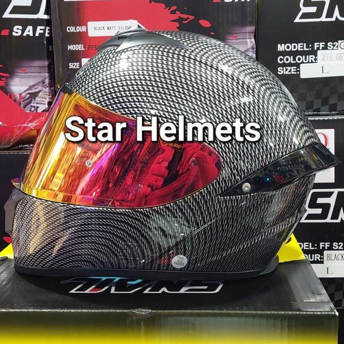 Helm Snail FFS2 Carbon Glossy Iridium Flat Visor + Spoiler 3D