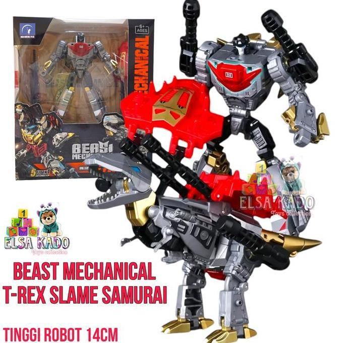 Dinobot Transformers Beast Mechanical Dinosaurus Trex Slam Samurai Mainan Robot Figure Deformation