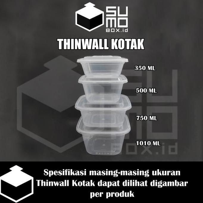 New- Thinwall KOTAK 500ml + tutup / wadah plastik box dessert [ECERAN]