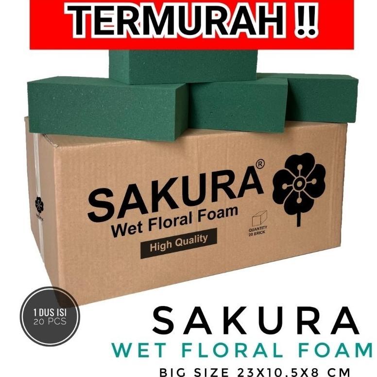 1 DUS ISI 20 PCS BUSA BASAH OASIS SAKURA / OASIS BASAH / SAKURA WET FLORAL FOAM / FOAM BASAH BUNGA S