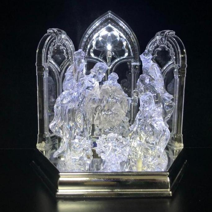 ~~~~~] Hiasan Natal Miniatur Diorama Kelahiran Yesus Kristal Jesus Patung Christmas Kristiani Kotak 