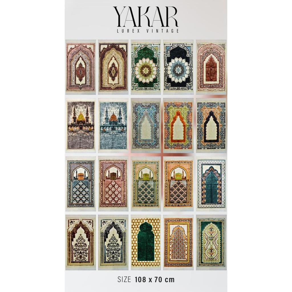 Sajadah Turki Lipat Lembut Yakar Lurex 70X110 Cm