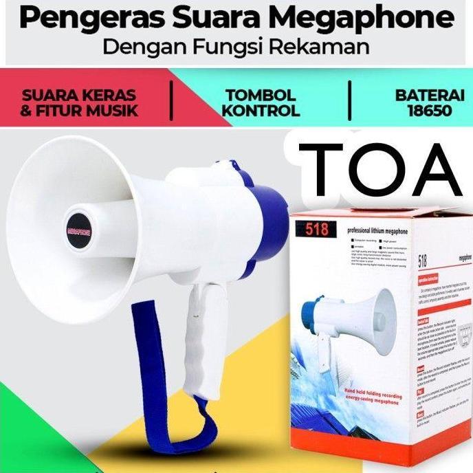 Pengeras Suara Portable Toak Megaphone Fungsi Rekam Rechargeable Toa Demo Mega Phone Rekaman Jualan 