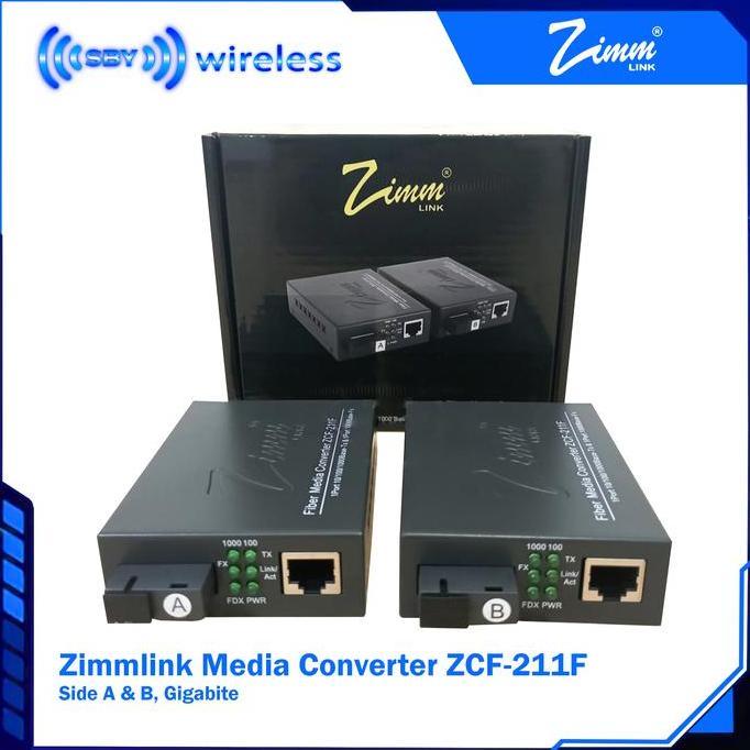 Media Converter Gigabyte ZCF-211F Zimmlink Fiber Optic , AB Sepasang,