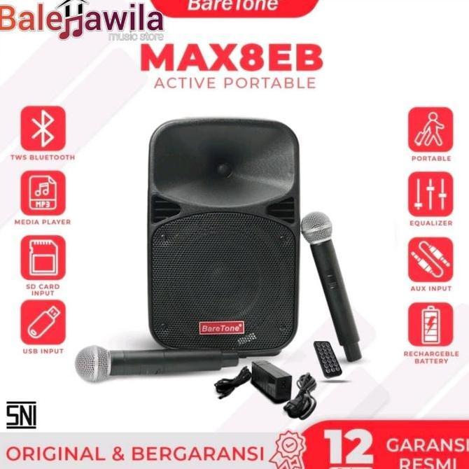 Terlaris Portable Speaker Baretone Max-08Eb Max08Eb 8" Speaker Bluetooth 60Watt