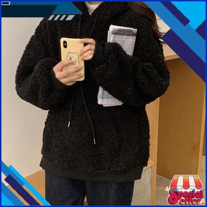 Cod Kja-15 Jaket Luaran Wanita Import Korea Jepang Big Size Wol Bulu Kuping Beruang Winter Musim Din