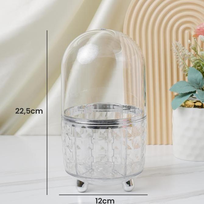 Tempat Sendok Garpu / Tempat Penyimpanan Kuas Makeup / Tempat Serbaguna Bisa Putar 360 Motif Polos D