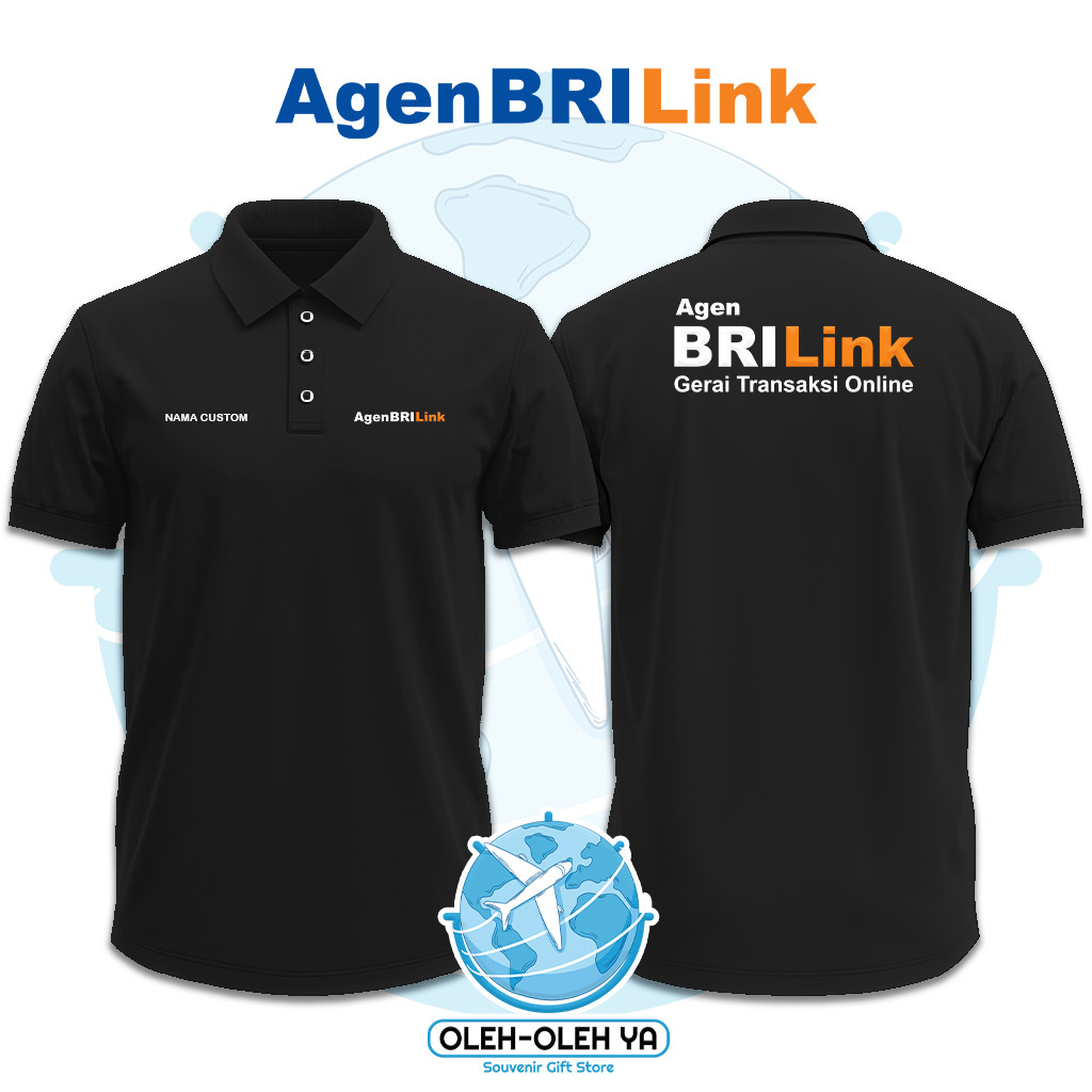 Oleh Oleh Ya Kaos Kerah Wangki Polo Shirt Kaos Kerja Wangki - BRILink Agen Bank BRI - Sablon DTF Bor