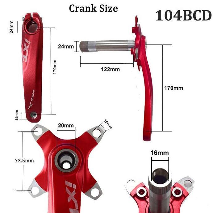 Crankset Crank Arm Ixf Jiankun Bb Hollowtech Ht2 Bcd 104 Mtb Alloy Bmx