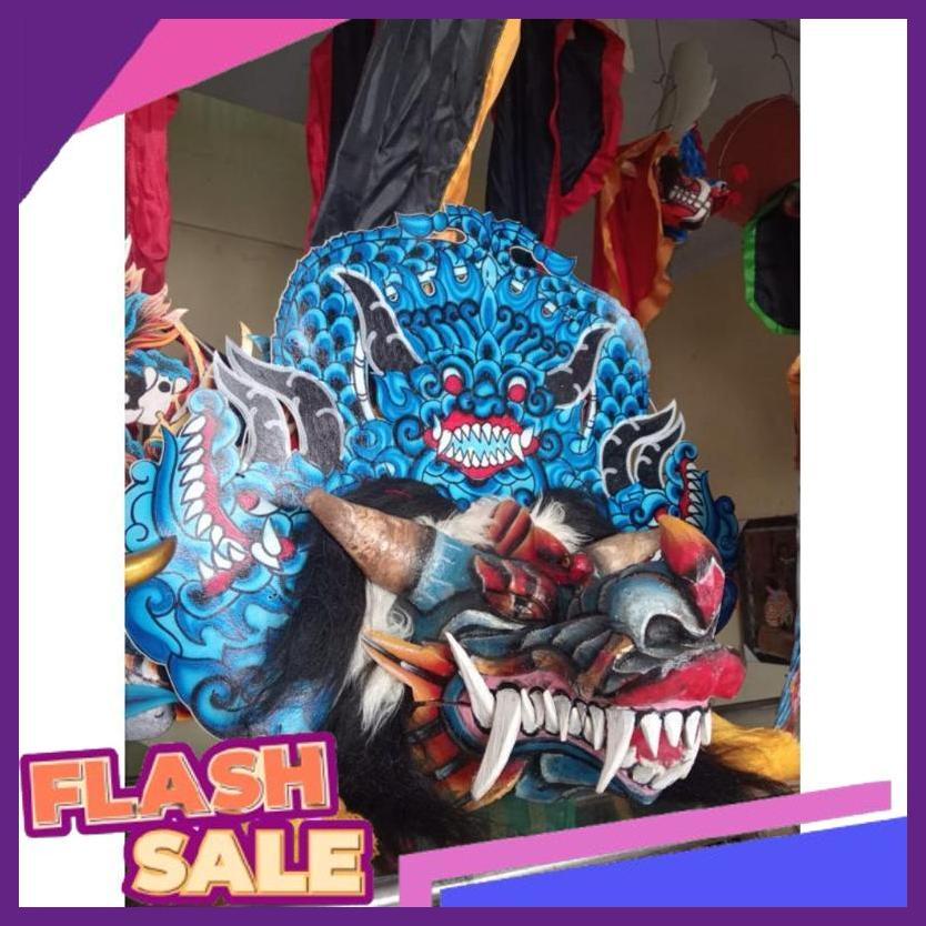 Barongan Devil Anak Kayu Ukuran 18-20 Warna Biru Merah Dskn11